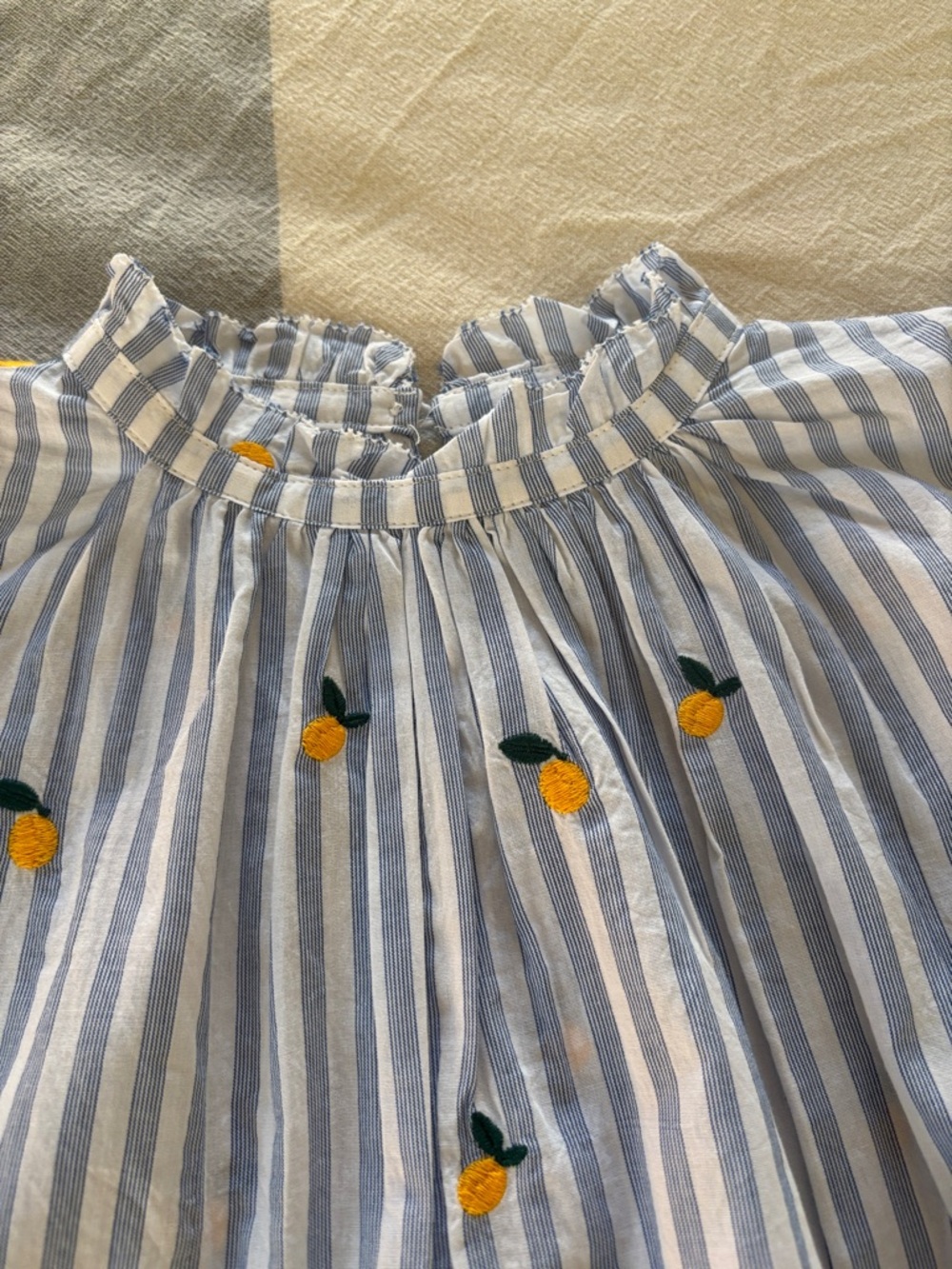 NEW Trovata Blue & White Striped Embroidered Lemon Top - Picture 4 of 7